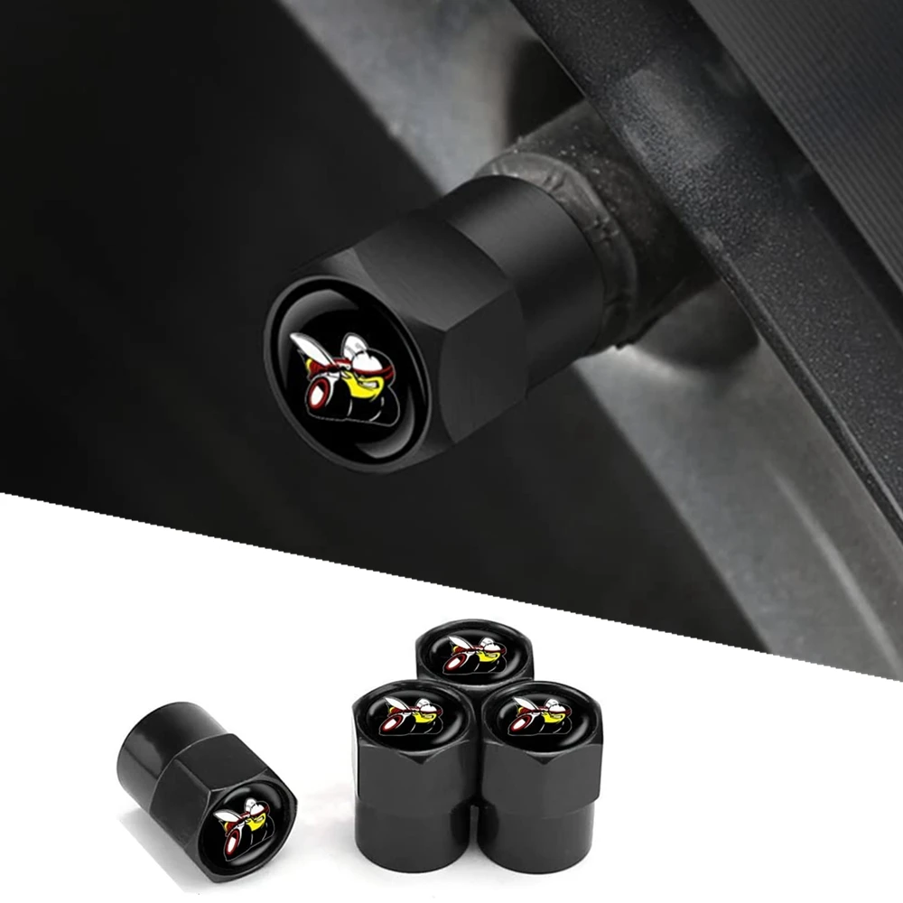 

4Pcs Honeybee Tyre Valve Dust Caps for Car, Motorbike, Trucks, Bike, Bicycle (Black)