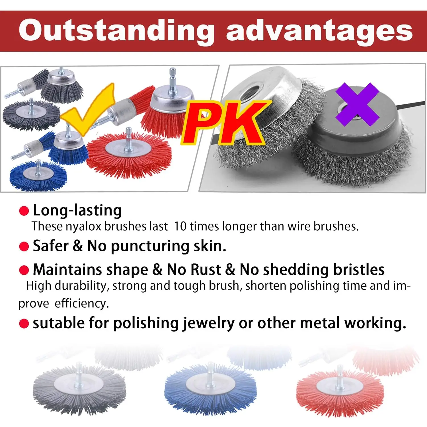 Versatile Nylon Abrasive Wheel Brush with 1/4 Shank for Rust, Corrosion, and Paint Removal