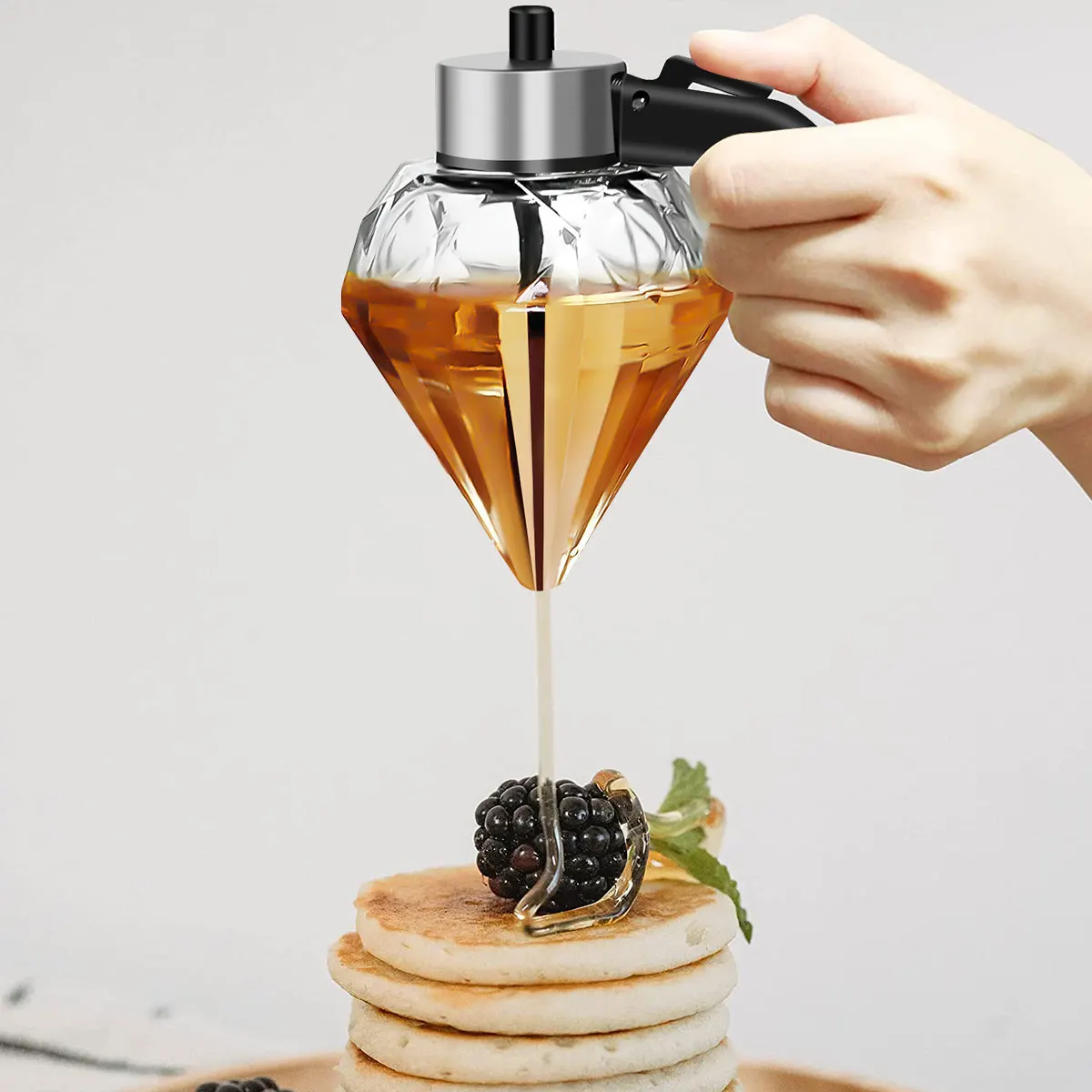 No-Drip Honey Dispenser With Stand - 8oz Glass Honey Pot With Dropper, Leak-Proof Spout, Airtight Lid For Honey & Syrup