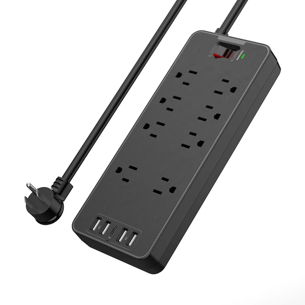 

SL-808S Power Strip Surge Protector 8 AC Outlet 1875w/15A 1400Joules and 5 Fast USB Charge Ports 6Ft Extension Cord