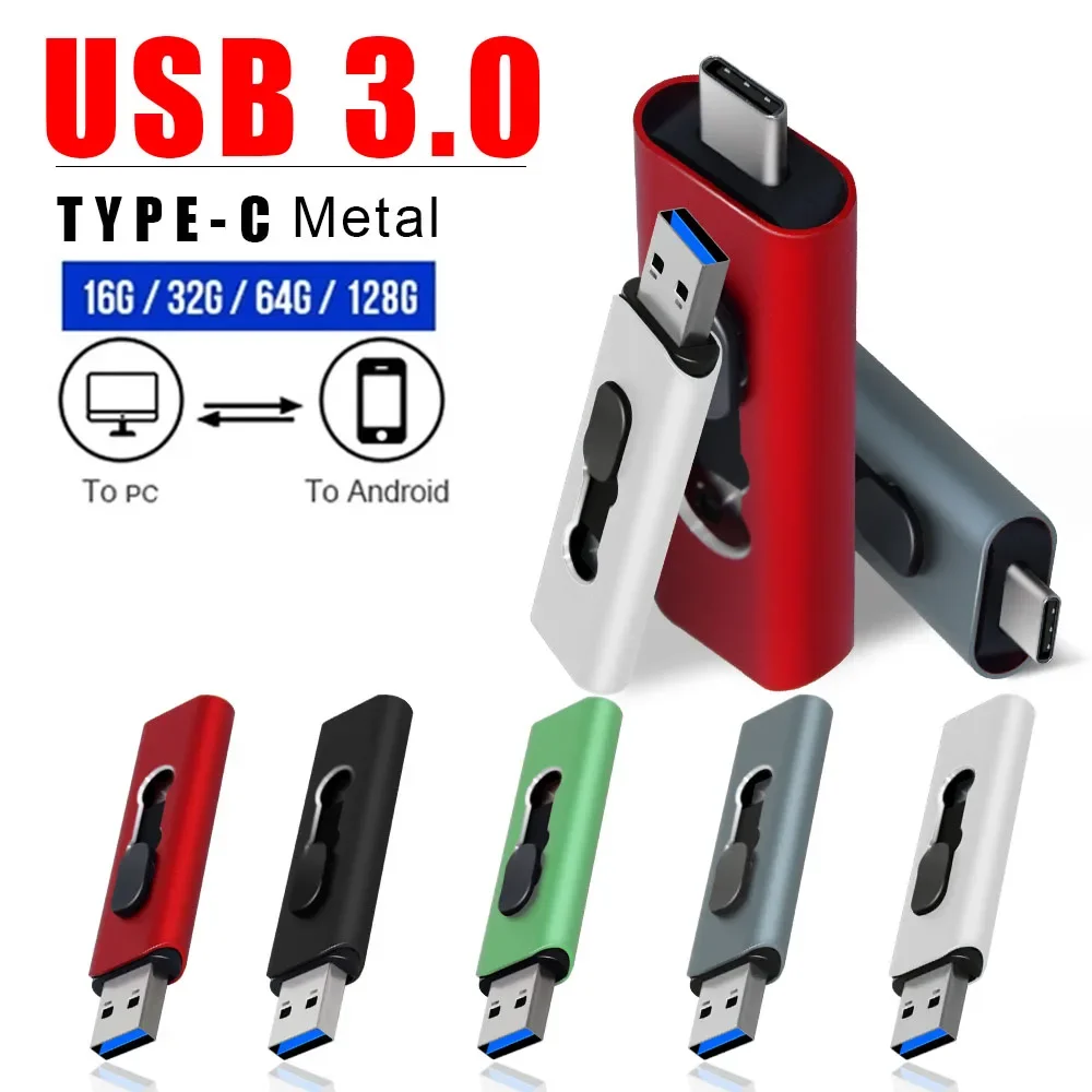 USB 3.0 Type-C Flash Drive OTG Pen Drive 32GB 256GB 128GB 64GB 2 in 1 High Speed