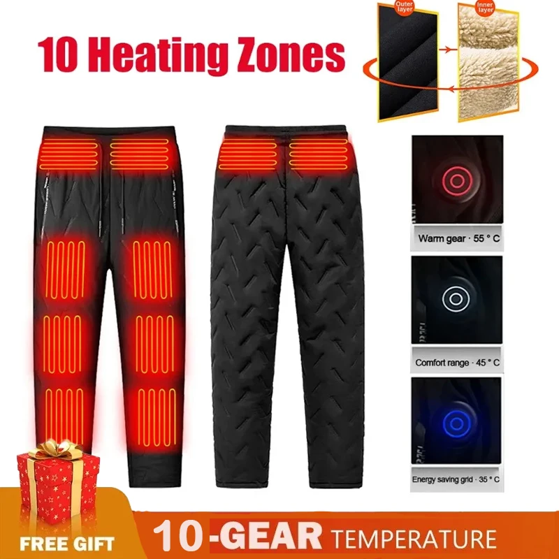 

Men Heating Pants Elastic Waist USB Heated Sports Trousers Skiing Fishing Motorcycle Outdoor Casual Thermal Pants Plus Size 6XL