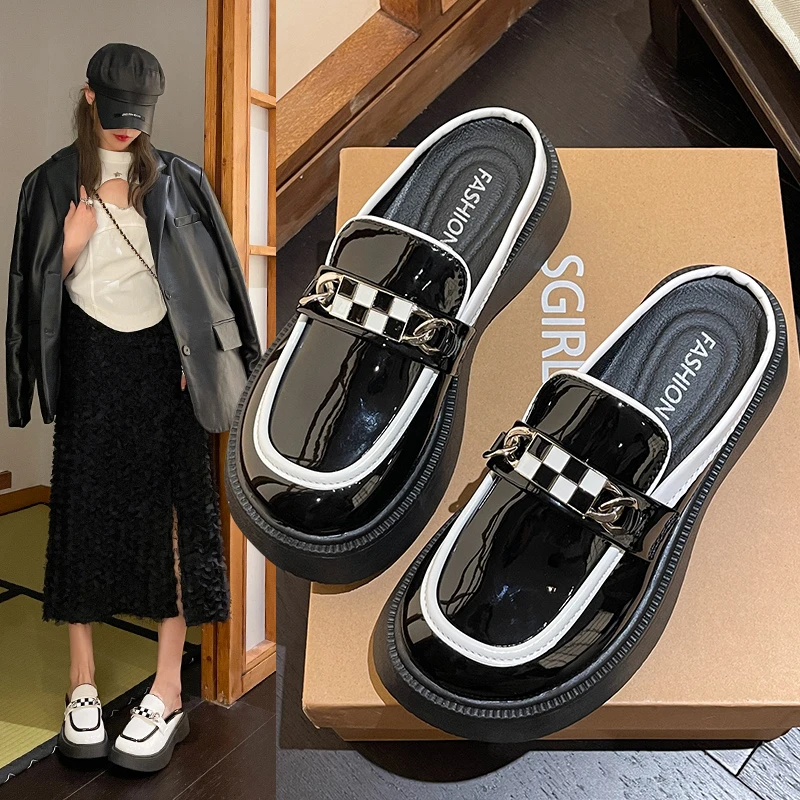 

Lolita Shoes Women Japanese Style Vintage Soft Sister Girls Metal Chain Platform College Student Cosplay Costume Shoes Loafers