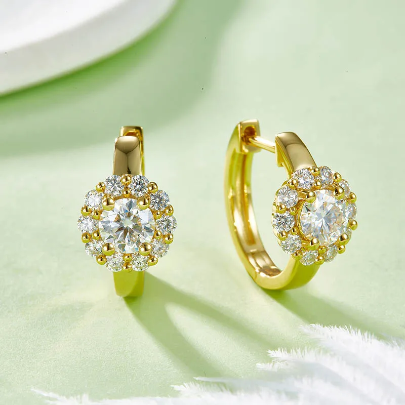 1,6 cttw D Farbe Moissanit Sonnenblume Creolen Frauen 925 Sterling Silber Edlen Schmuck Diamant Blume Ohrringe Huggie Gra – Detail 6