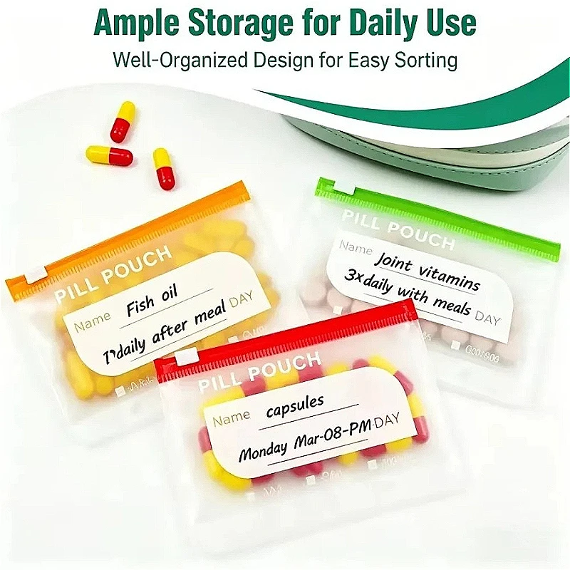 Color-Coded Waterproof Weekly Pill Organizer - Portable Medicine and Vitamin Storage Pouches Set
