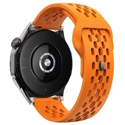 Breathable Silicone Sport Strap Band, 20mm/22mm - Versatile Comfort Bracelet - 20mm Width Band (Orange)