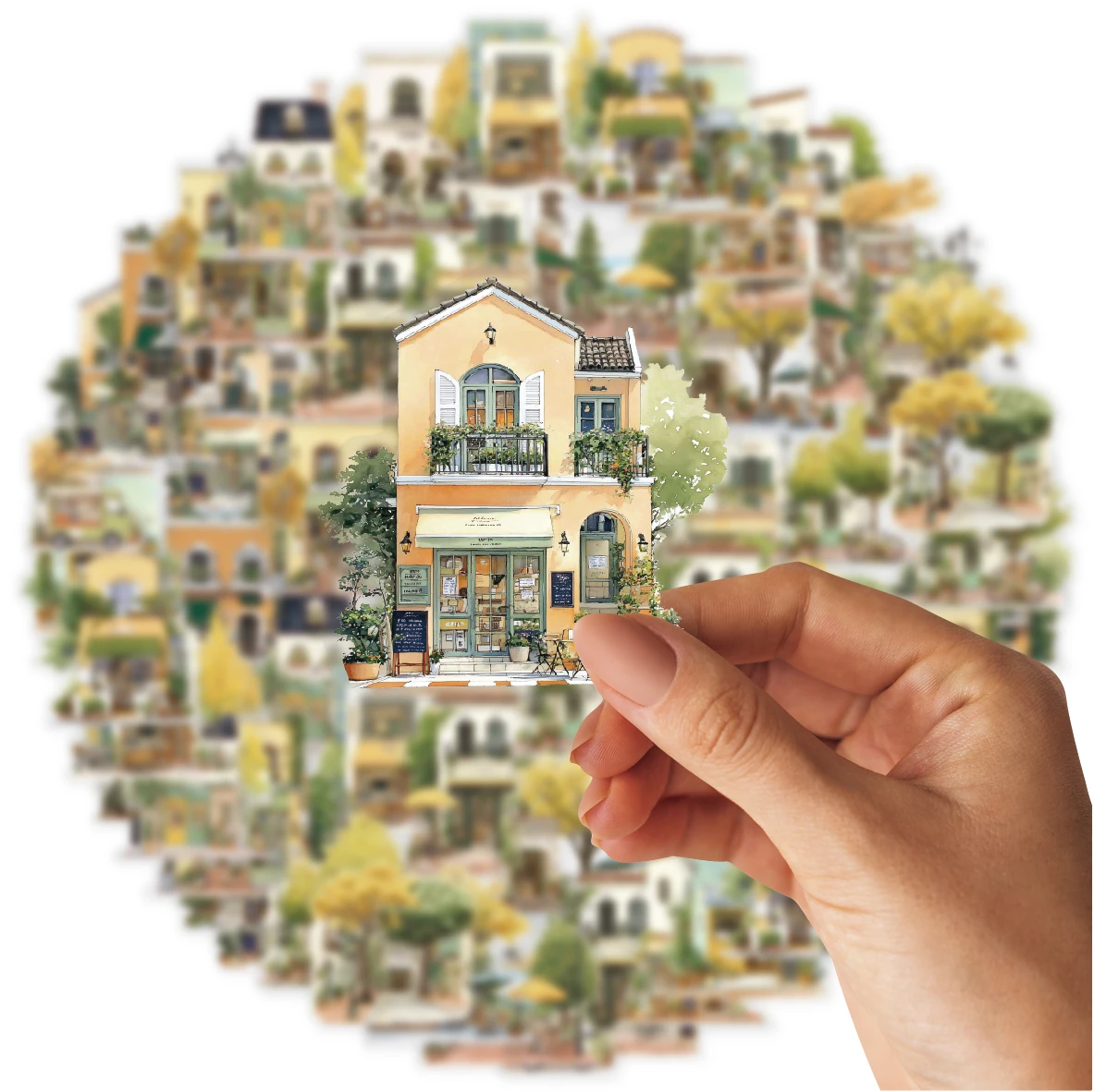 에토리 라이프 골든 코퍼 앨리 가을 오두막 빈티지 풍경 패턴 장식 스티커 노트북, 휴대폰 케이스, 여행 가방, 수제 스크랩북, DIY 스티커, 사진 앨범, 어린이 스티커, 학생 문구 스티커