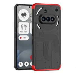 Premium Shockproof Matte Phone Case - Durable 3-in-1 PC Protection Cover for Nothing Phone (3a) (Black Red)