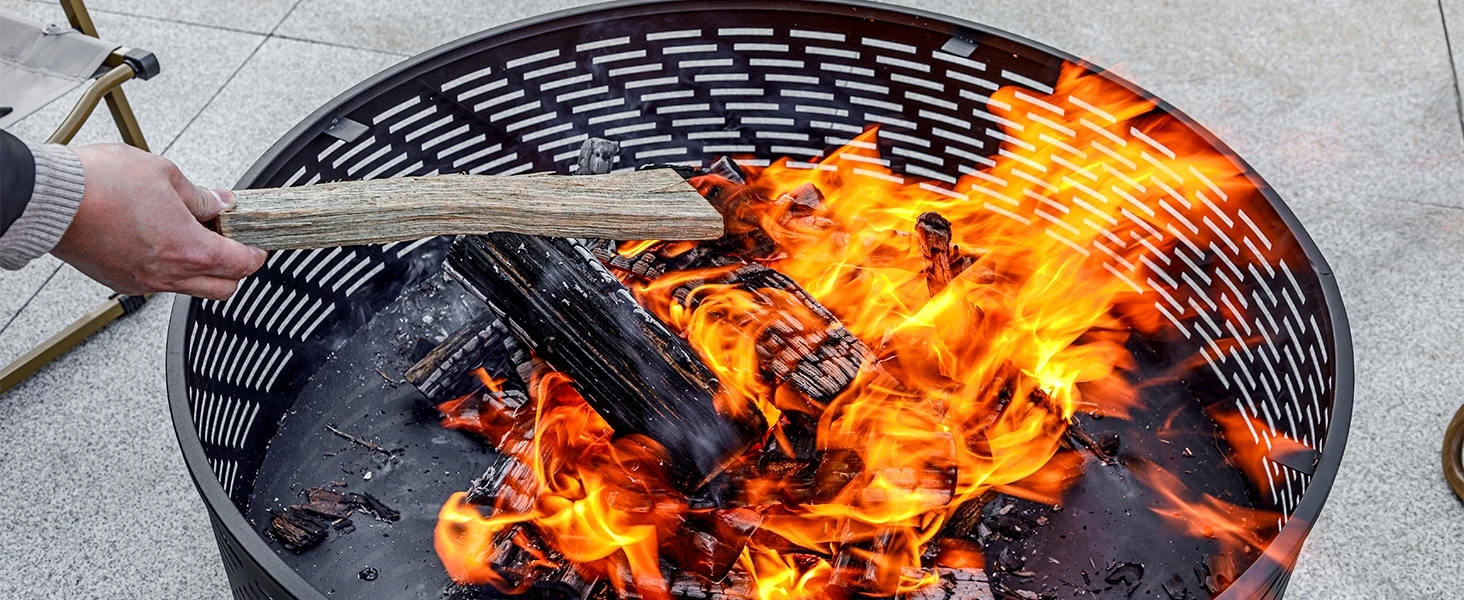 32 inch Wood Burning Fire Pits with Grill &amp; Lid