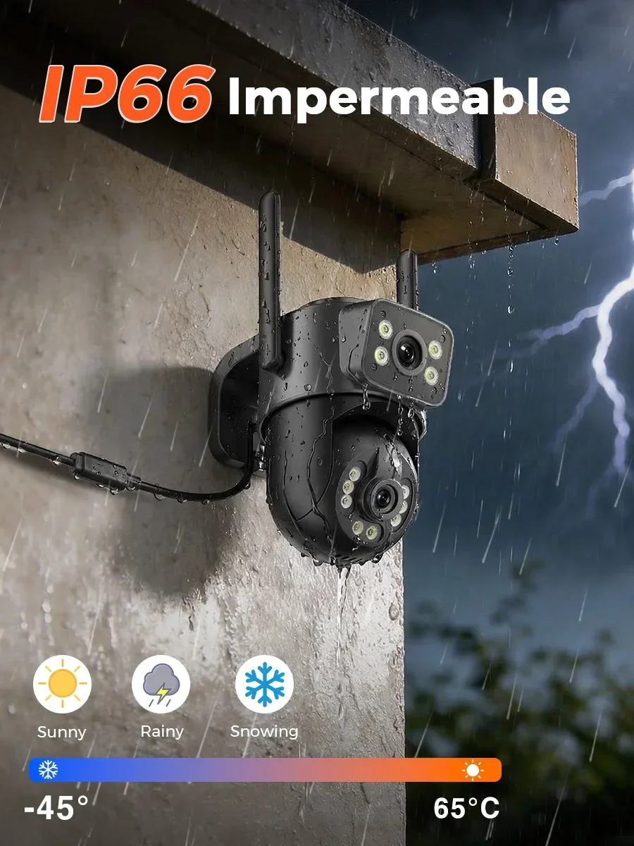 10MP 5K HD WiFi Camera Outdoor 2.4G+5G Dual Band 8MP Dual Lens Dual Screen AI Auto Tracking Security Camera Video Surveillance 6