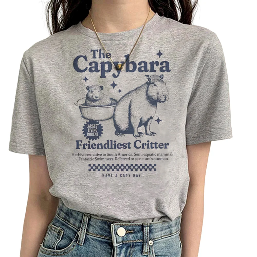 

Capybara t shirt women anime designer funny Tee girl harajuku comic graphic clothing