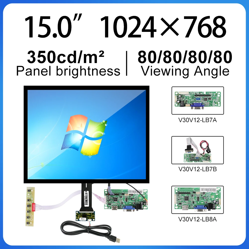 

High Quality15 Inch Capacitive touch screen with VGA driver board 1024*768 HM150X01-N01 LVDS 20pins Display