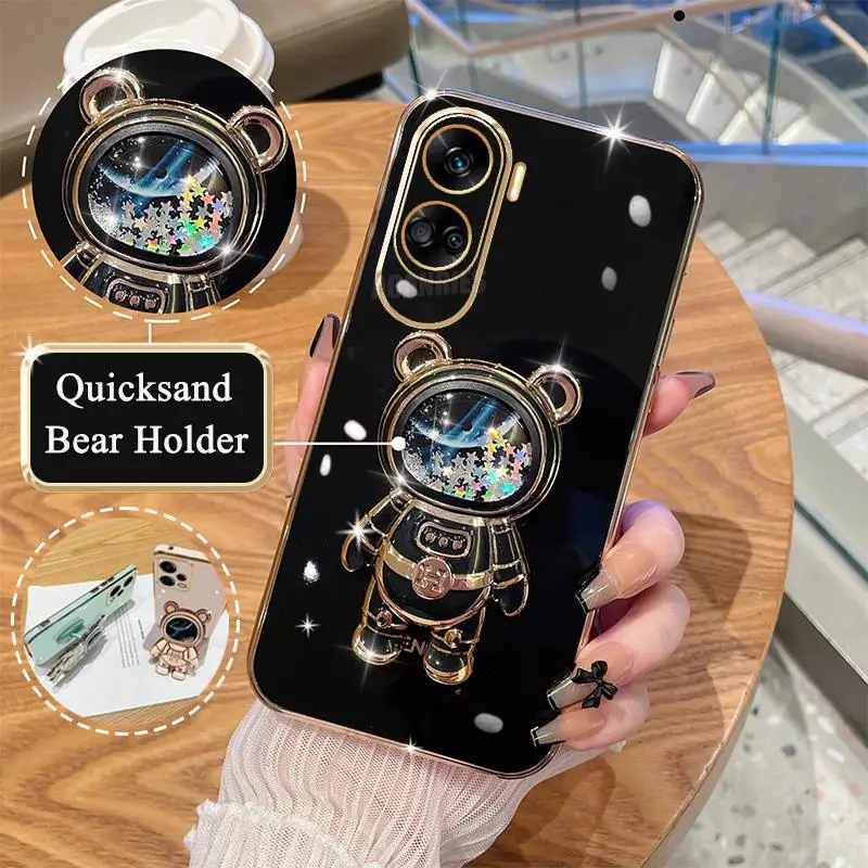 Glitter Quicksand Plating Silicone Stand Case with Holder