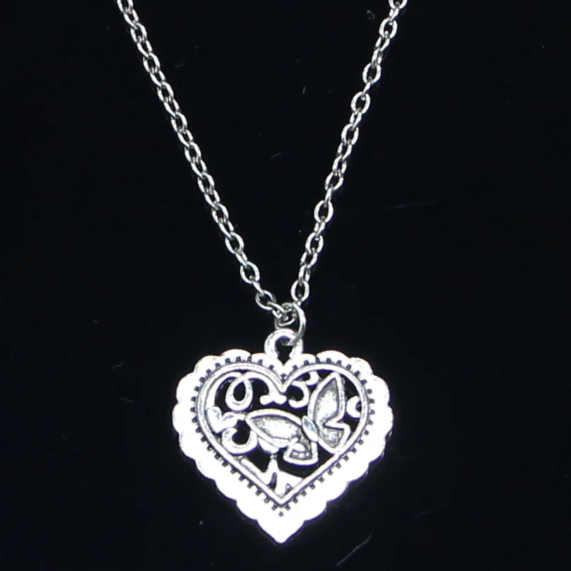 

20 шт. Новое модное ожерелье 25x24 мм подвески в форме сердца и бабочки короткое длинное ожерелье для женщин и мужчин Подарочное ювелирное изделие чокер