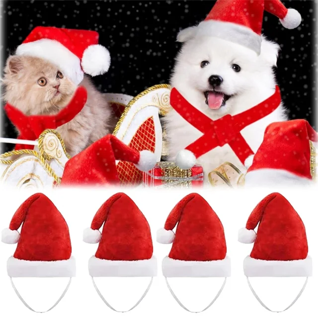 Festive Pet Santa Hat Red Soft Plush Christmas Cap for Dogs Cats Holiday Costume Accessory Cute Photo Props Christmas Decoration Festive Pet Santa Hat Red Soft Plush Christmas Cap for Dogs Cats Holiday Costume Accessory Cute Photo Props Christmas Decoration