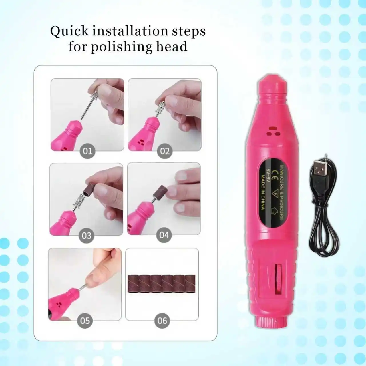 네일 램프 키트, 광택 펜, 네일 케어 액세서리 키트, 휴대용 펜형 샌딩 및 광택 블록, 네일 도구