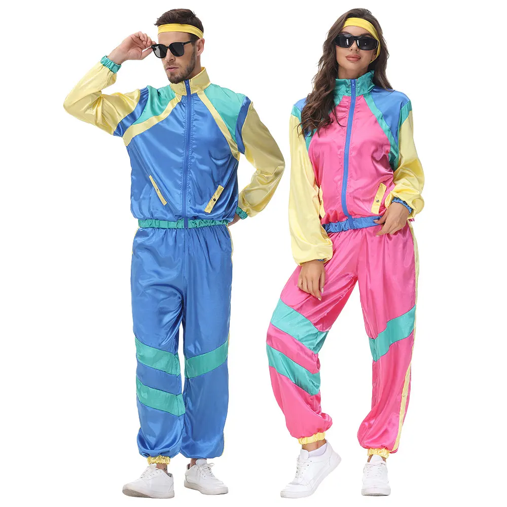 

Couples Hippie Costumes Male Women Carnival Halloween Vintage Party 70s 80s Rock Disco Clothing Suit Cosplay Outfits