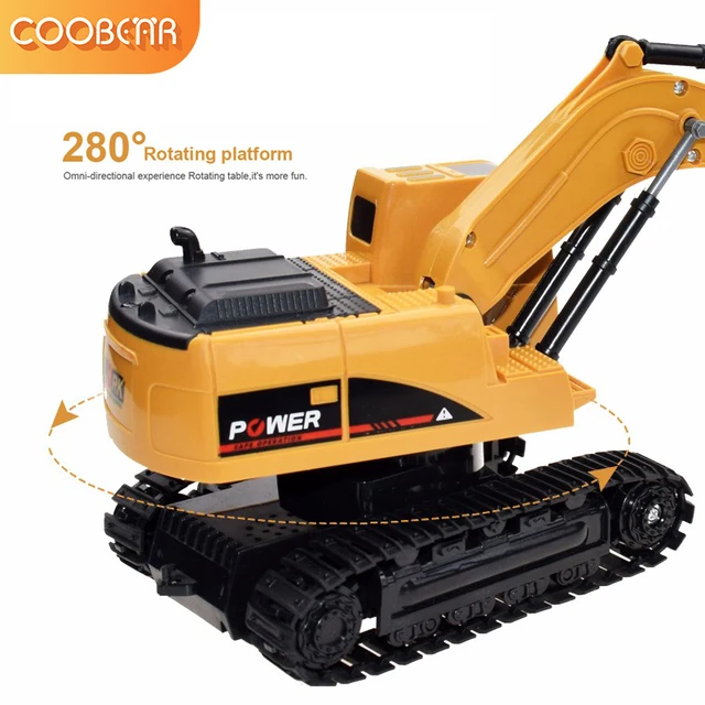RC Excavator Bulldozer Toy 1:24 Truck Crane Electric Vehicle RTR Kid Gift Mini Remote Control Alloy Plastic Engineering Car Dump 3