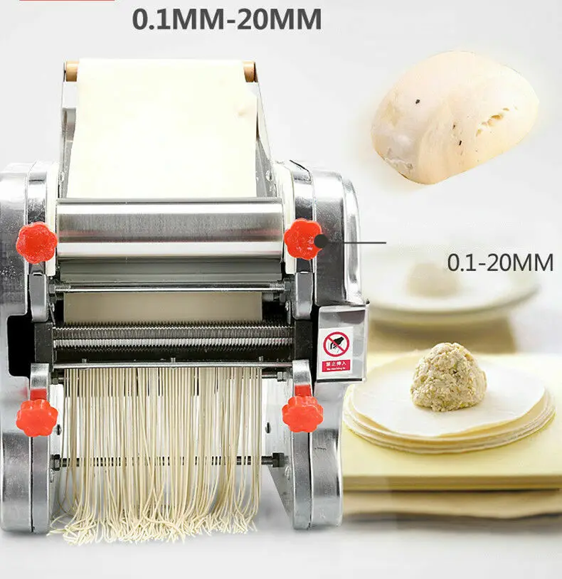 550W Electric Noodle Press Machine Stainless Steel Desktop Pasta Dumpling Maker Commercial Dough Roller Kneading Noodle Machine 4