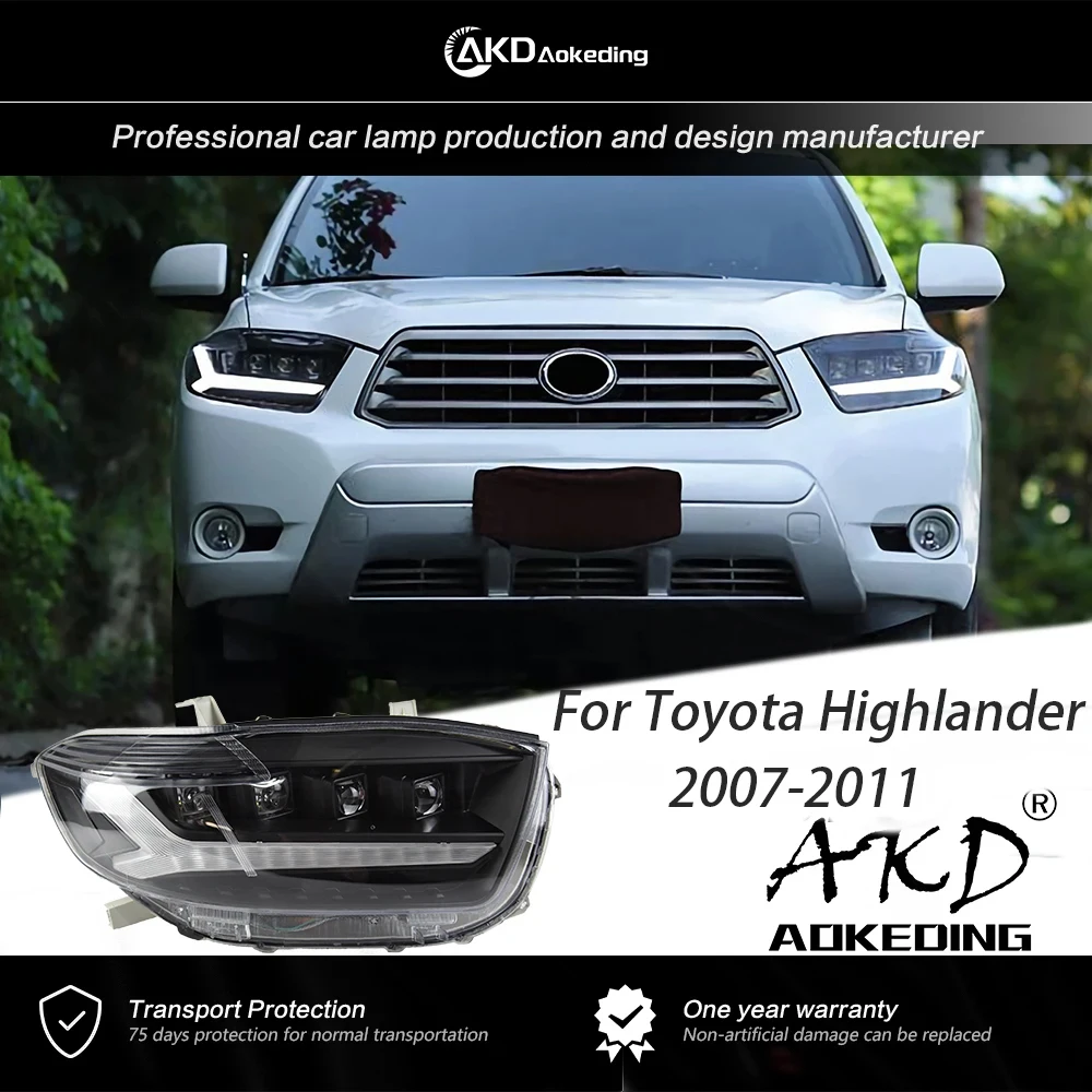 

AKD Front Lamp For Toyota Kluger Highlander 2007-2011 Type LED HeadLamp Styling Dynamic Turn Signal Len Upgrade Auto Accessories