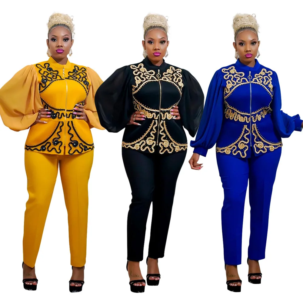 african gowns 2022 new Fahsion(S-2XXL)African Clothes For Lady Dashiki Top and Pants Suit Dress african attire