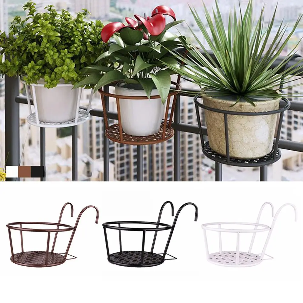 

Balcony Hanging Flower Pot Rack Guardrail Window Sill Railings Iron Planter Pot Stand Home Decoration Accessories