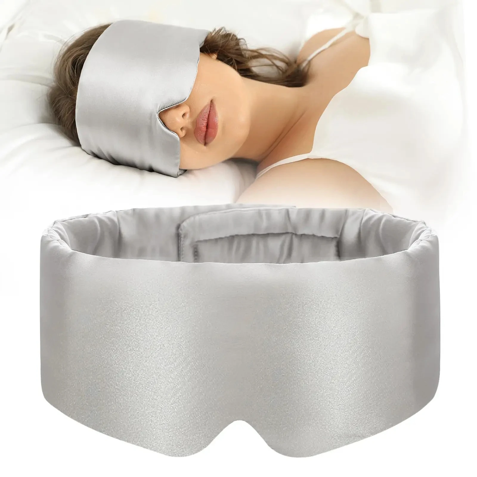 Luxury Mulberry Silk Sleep Mask - Soft, Pressure-Free & Anti-Wrinkle with Adjustable Velcro Ear Cover