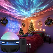 1pc LED 오로라 프로젝션 램프, 오로라 보레알리스 효과, 원격 제어, USB 전원, 색상 변경 조명, 침실 장식용