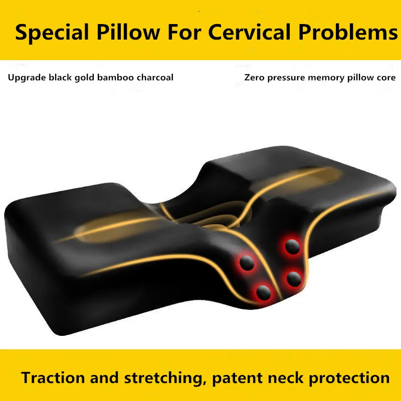 

Bamboo Charcoal Memory Foam Pillow Neck Protection Bow Shaped Sleeping Pillows Support Head Orthopedic Relax Health Cervical