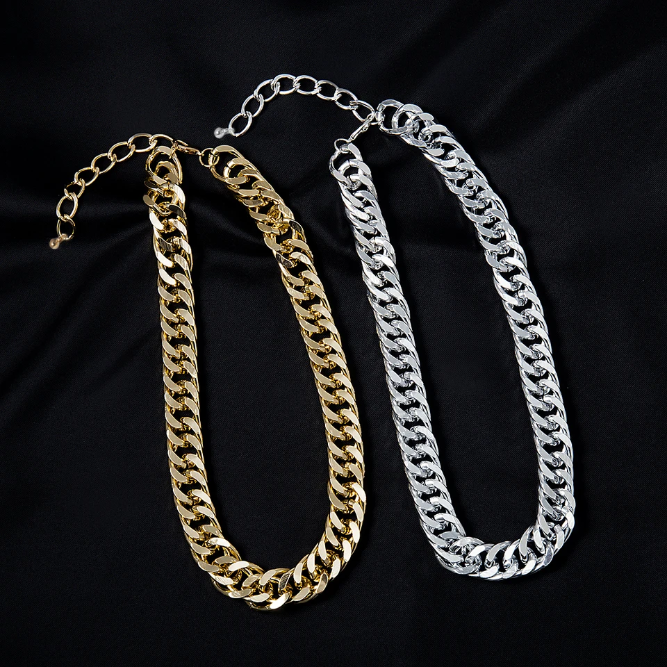 Collana Choker Punk Geometrica Hip Hop - Catena Spessa Regolabile In Oro E Argento Per Donne E Ragazze, Gioielli Fashion - 3