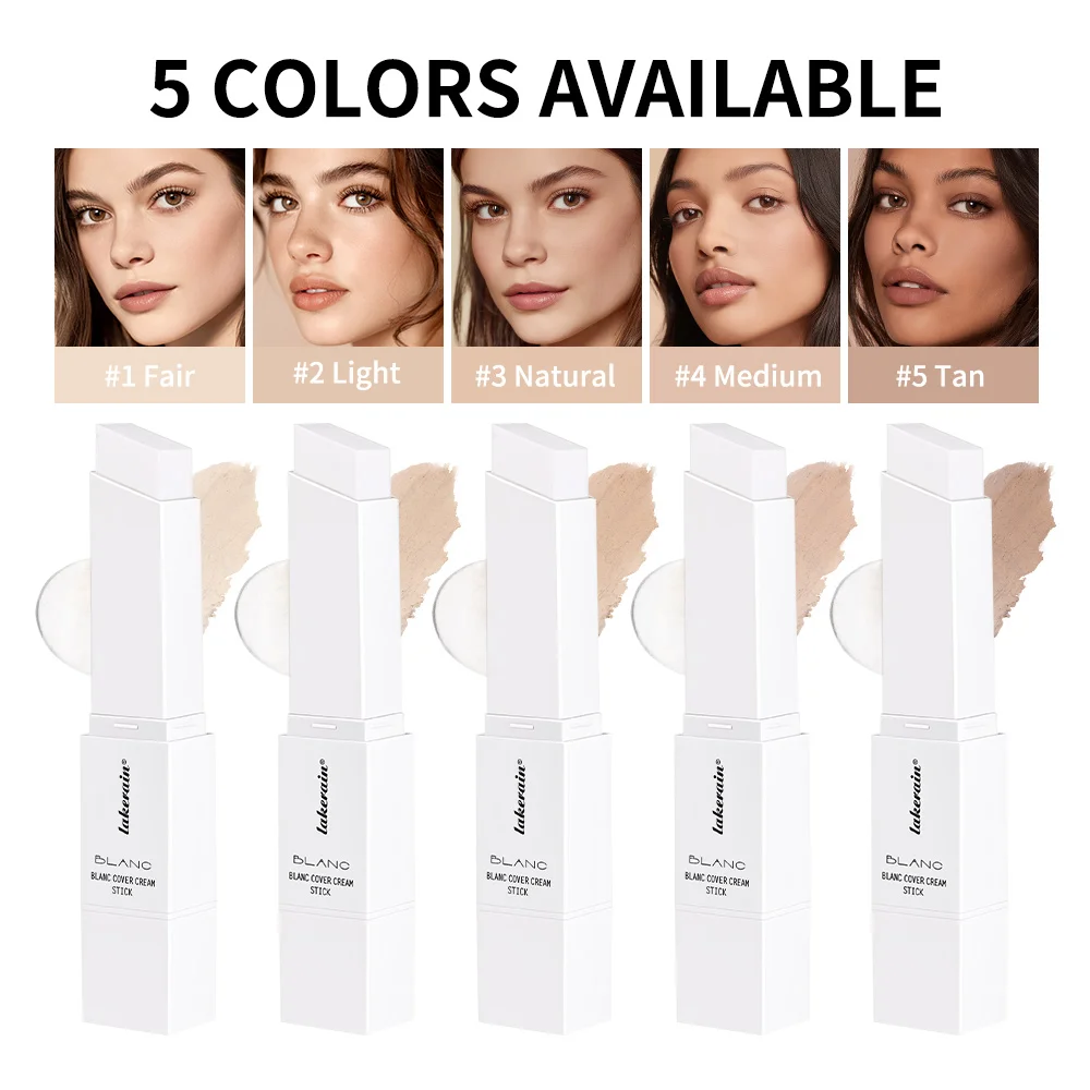 Foundation Stick mit Farbwechselfunktion und abnehmbarem Pinsel, Blanc Cover Cream Stick, hochdeckende Make-up-Basis_voghion.com