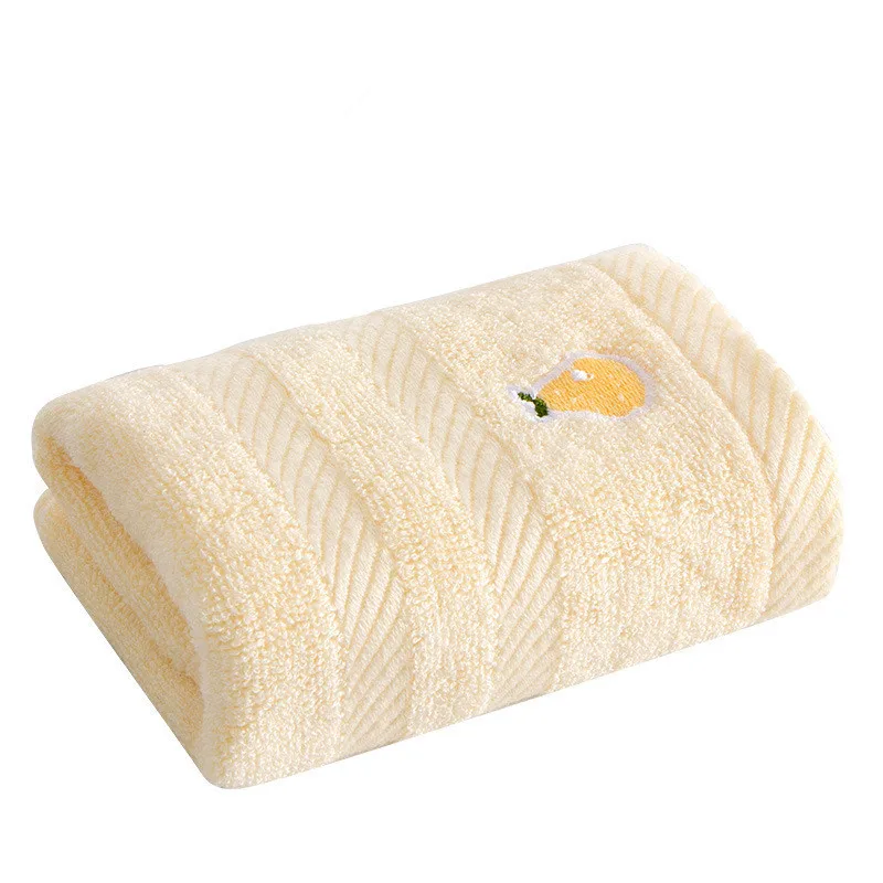 Description Picture 6 of item1Pc 26x48cm Fruit Embroidered Bamboo Cotton Solid Color Children Small Hand Face Towel