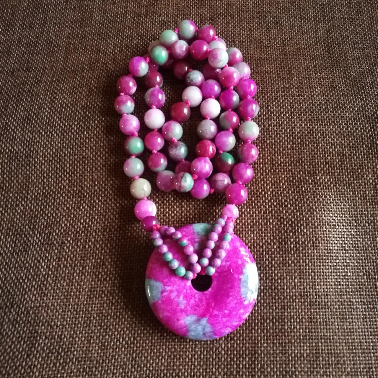 

Taiwan Province Colorful Jade Peach Blossom Jade Ping 'an Buckle Pendant Female Joker Korean National Style Long Sweater Chain