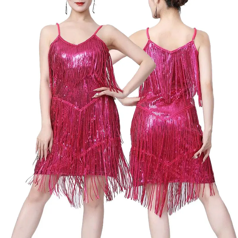 Women's Glamorous Sequined Dance Dress for Latin and Ballroom Styles