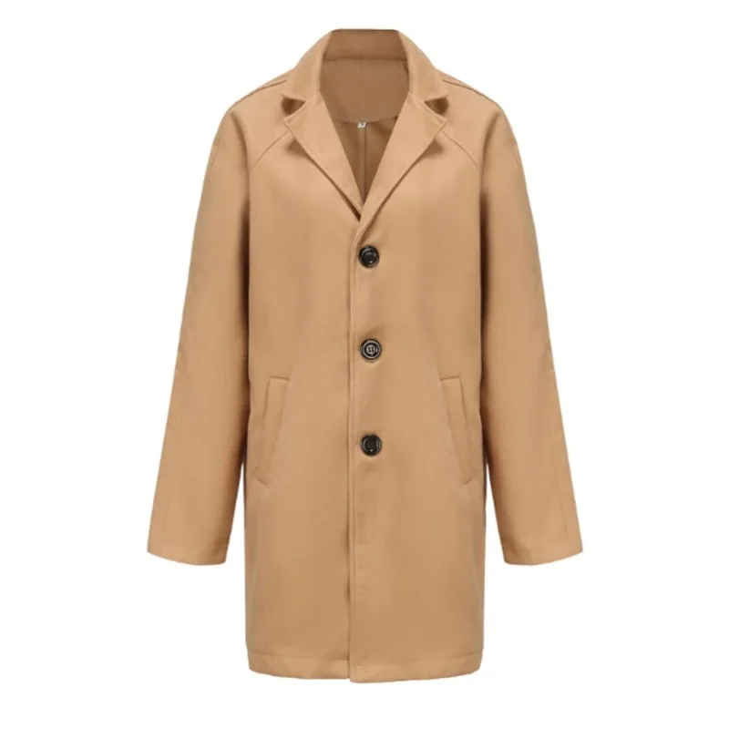 

Осенне-зимнее Новое мужское повседневное шерстяное пальто Молодежный комплект модное мужское однотонное приталенное пальто