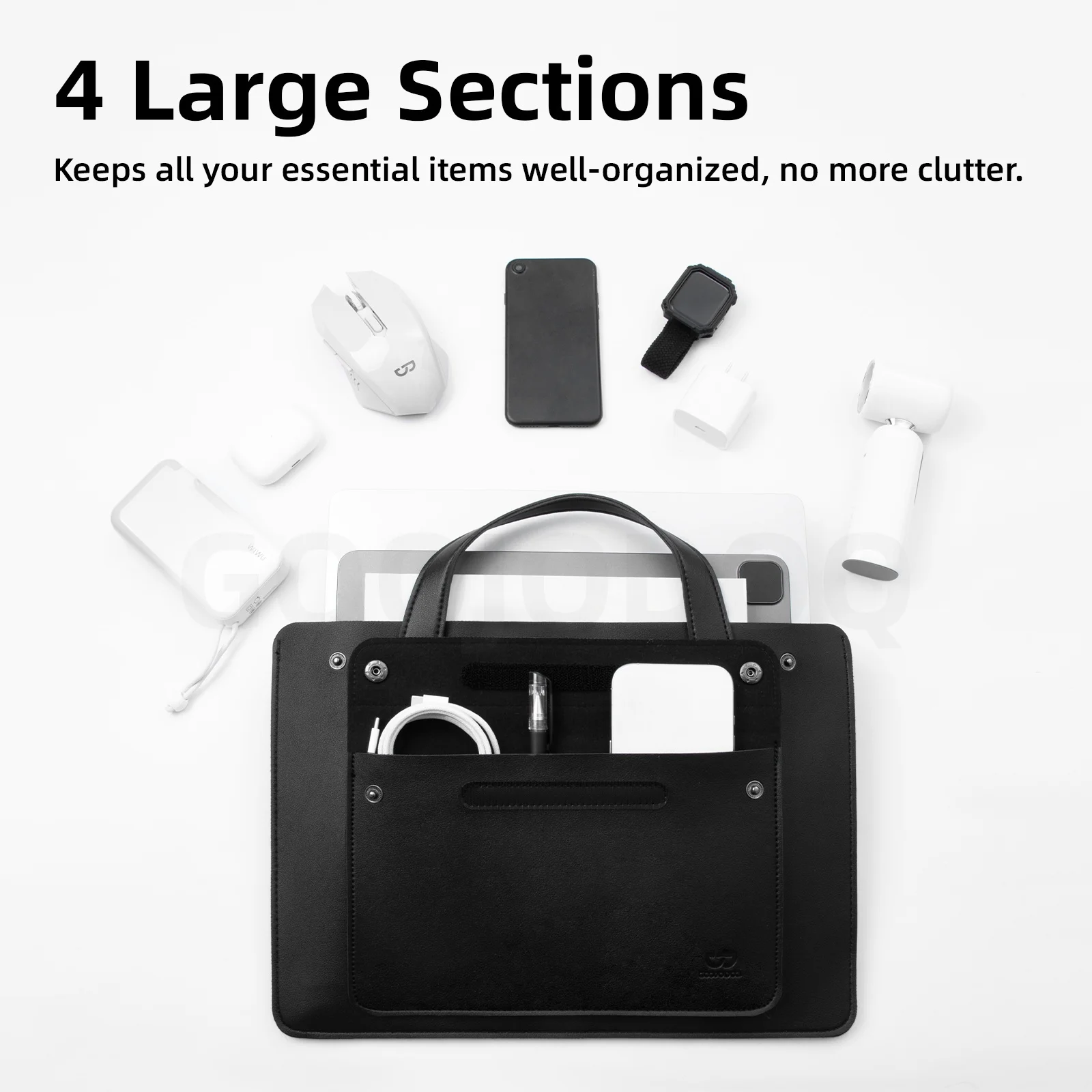 GOOJODOQ PU Leather Laptop Bag 13-16 Inch Water-Resistant