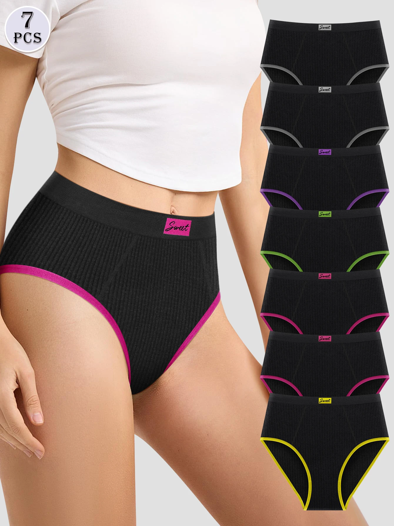 Culotte mi-taille tricotée rose