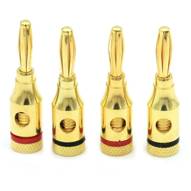 Banana plugs 4pcs Gold Plated Speaker Banana Plugs Open Screw Type Connector for Speaker Wire Home Theater