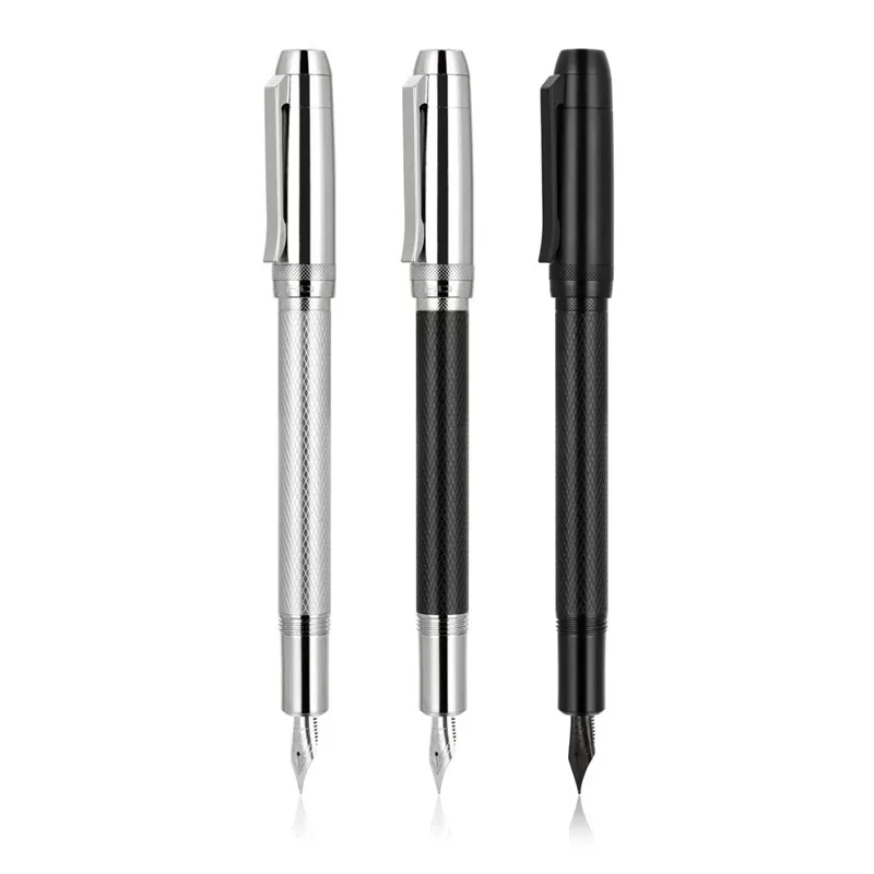 Jinhao 92 Classic Star Series Fountain Pen Students Grid Pattern Metal Writing Pen Black/Silver Clip Luxury School Gift Pen