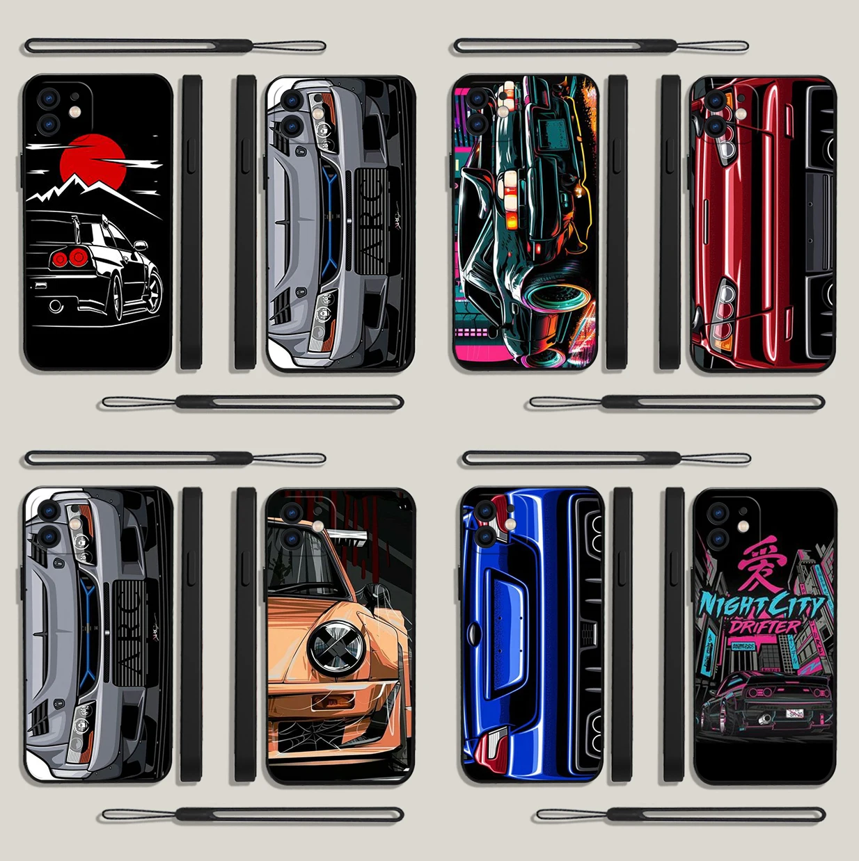 Custodia Per Telefono Giapponese Drift Sports Jdm-Car Per Iphone 15 14 13 12 11 Pro Max Xr X Se20 8 7 Plus Custodie In Silicone Con Cinturino A Mano