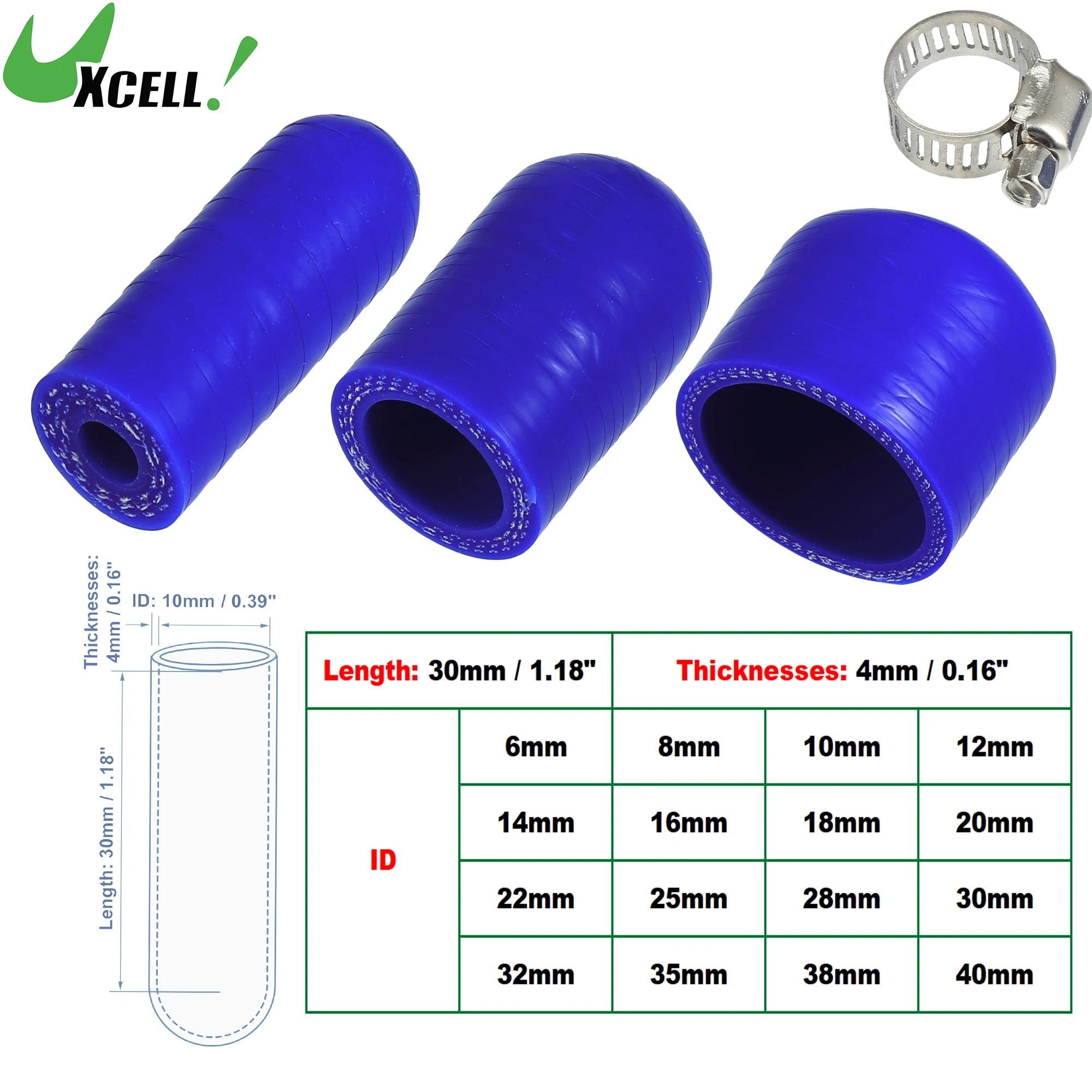 A ABSOPRO 1 pezzo 20mm 0.79 ID Universale Silicone Tubo Tappo - Auto - Silicone Blu