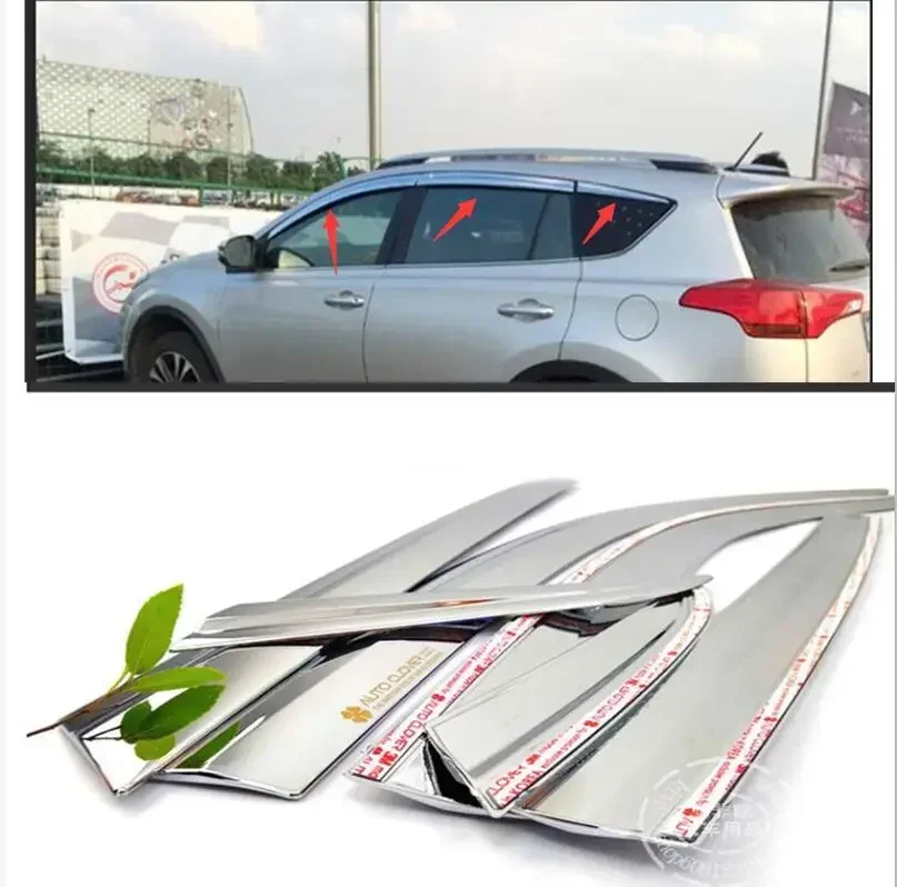 6 PCS For Toyota RAV4 2014 20152016 2017 2018Chrome Window Trim Accessories Window Visors Weathershields Wind Rain Guard Shades 1