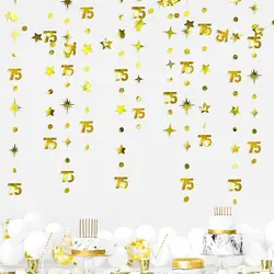 Rose Gold Birthday Celebration Hanging Streamer Decorations - Valuable 4 strings (Gold 75th)