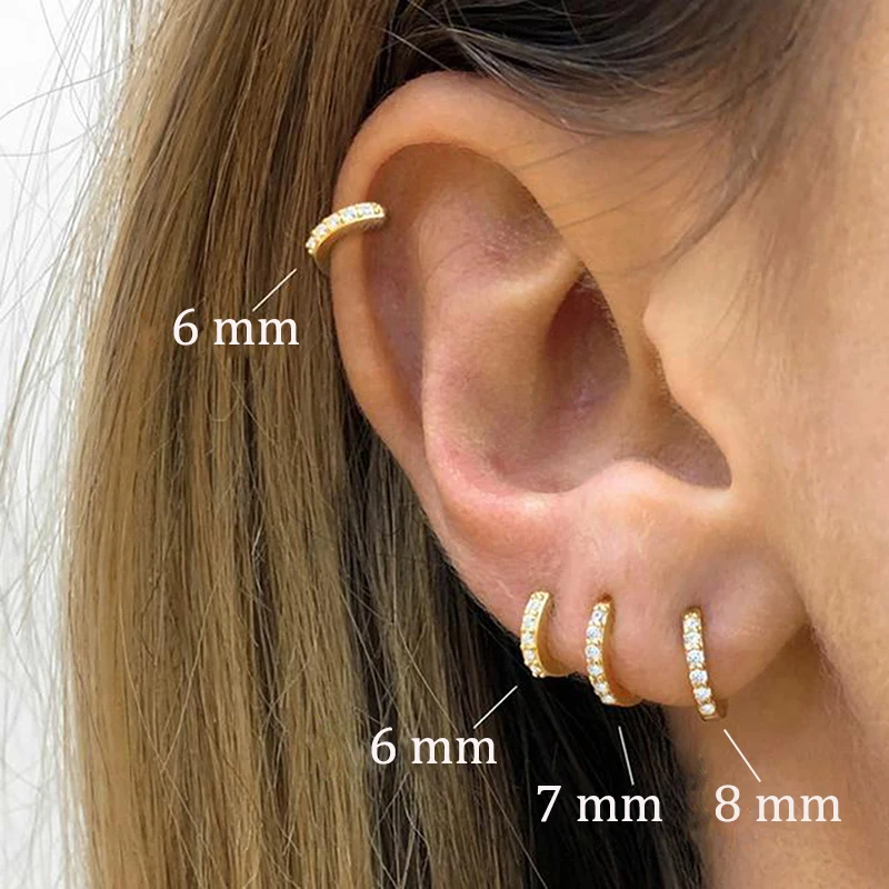 Drobný minimální obruč náušnice broušené sklo oxid zirkoničitý malý huggie hubený obruče chrupavka náušnice lodní šroub bodloplev náušnice piercing šperků