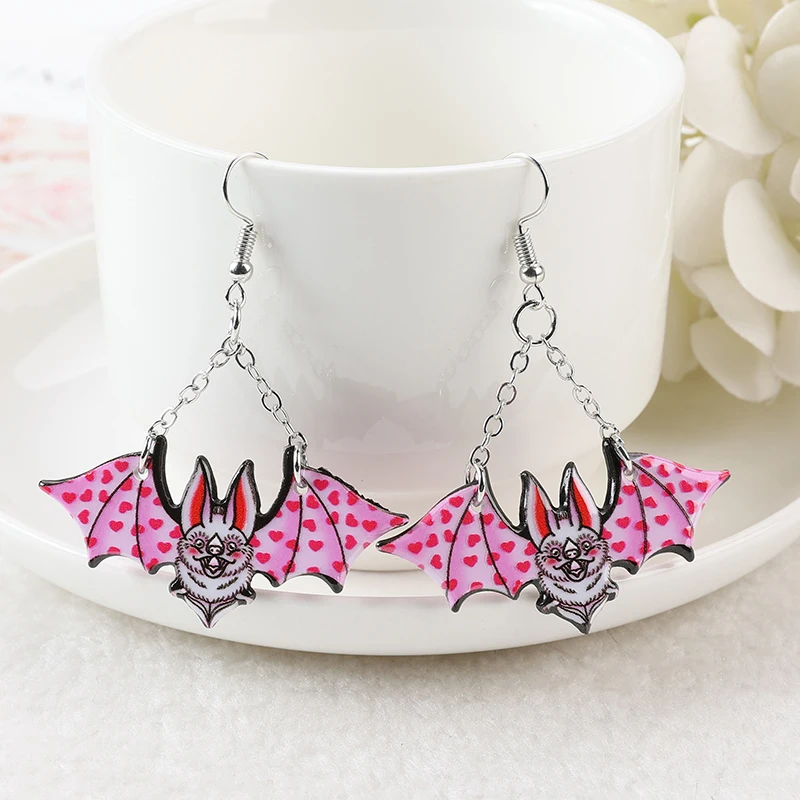 Gothic Bat Tassel Earrings For Halloween - Black Dangle Drop Earrings For Women, Vampire Witch Cosplay Party Accessories, 4.7 Inch