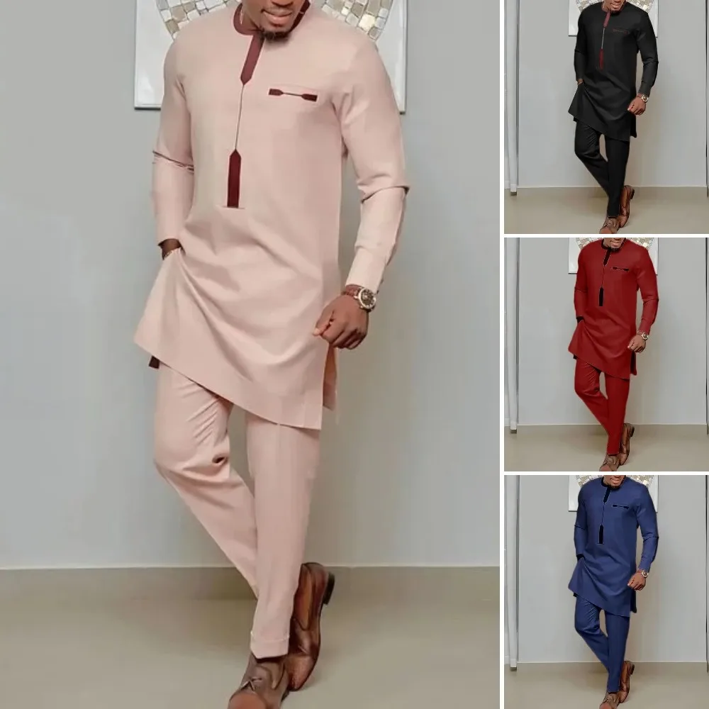Men's luxury fashion casual  print two-piece set