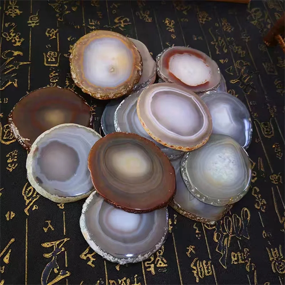 Magical Natural Agate Slice Quartz Crystal Wafer Mineral Healing Gemstone Home Office Degaussing Decorative Coasters, Palettes 4
