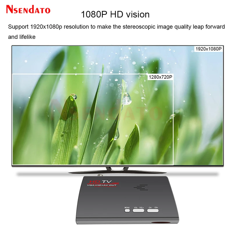 Digital Terrestrial Full HD DVB-T/DVB-T2 TV Receiver Box Remote Control VGA AV CVBS HD TV Tuner Receiver For LCD/CRT Monitors