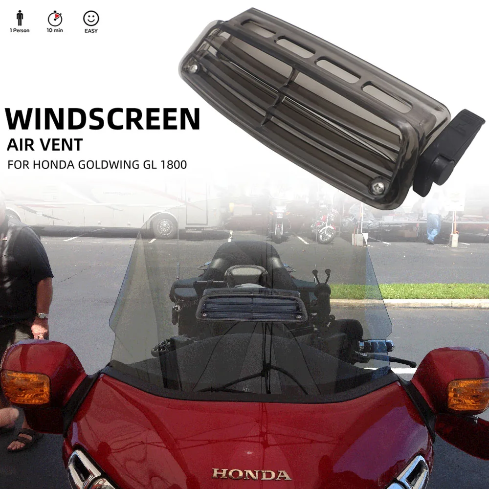 

Motorcycle Accessories Smoke Windshield Windscreen Fresh Air Vent For Honda Goldwing GL1800 2004-2016