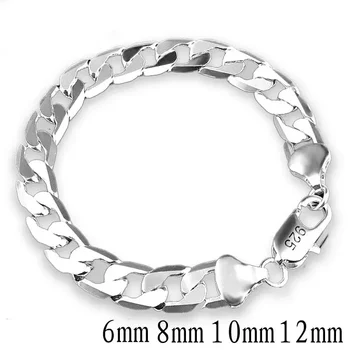 Silver Color Bracelet Sideways Silver Bracelet 6MM8MM10MM Bracelet Men & Women Jewelry